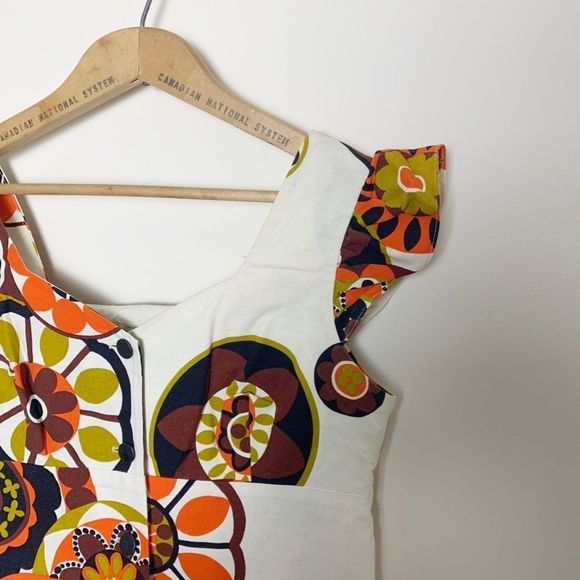 Vintage 60s ruffle Hawaiian print maxi dress. - Picture 2 of 9
